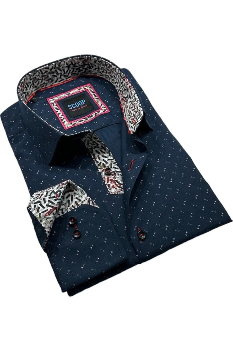 Scoop Navy with White Contrast Button-up Shirt/27462